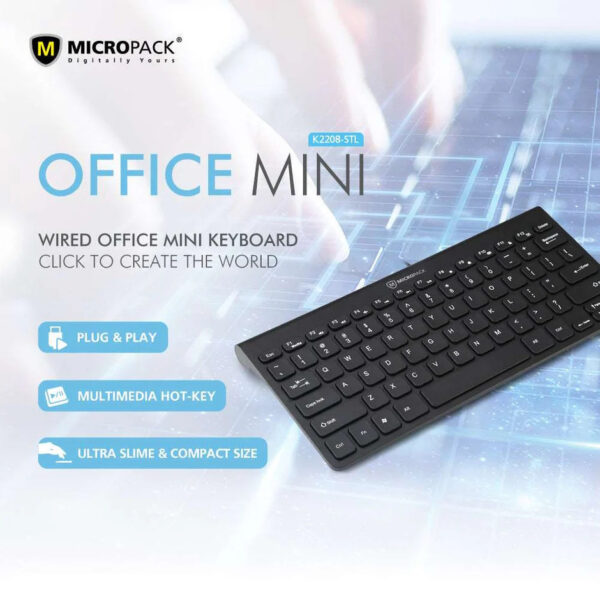 Micropack K2208STL Chocolate Compact Wired Keyboard - Black