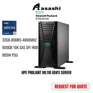 763066b8f242692567f34059abbc4913.jpeg HPE Proliant ML110 Gen11 Server P55536-371 - (Intel Xeon Silver 4410Y,12C,30MB Cache/32GB-RDDR5-4800mhz/600GB 10K SAS SFF HDD/DVD-ROM /800W PSU/3 Years Tech Care)