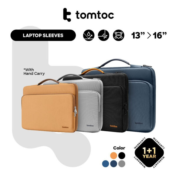 Tomtoc Defender A14 Laptop Handbag (M-book) 15 Inch 360 Protective Laptop Briefcase Bag Water Resistant M-Book Sleeve