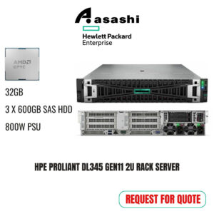 HPE ProLiant DL345 Gen11 2U Rack Server P66777-B21 (AMD EPYC 9124, 16C/32GB/3 x 600GB SAS HDD /HPE MR408i-o /2 OCP3.0 /800W PSU/3Yrs Tech Care)