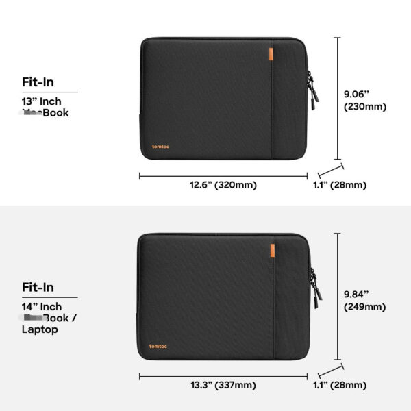 Tomtoc Defender A13 Laptop Sleeve (M-book) 15 Inch With Accessories Pouch Sleeve 360 Protective Water Repellent