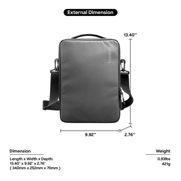 Tomtoc Defender-Ace A04 Laptop Messenger Bag 14 Inch / Laptop Shoulder Sling Bag – Black/Grey