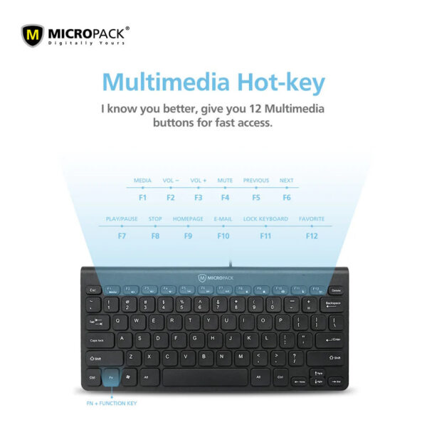 Micropack K2208STL Chocolate Compact Wired Keyboard - Black