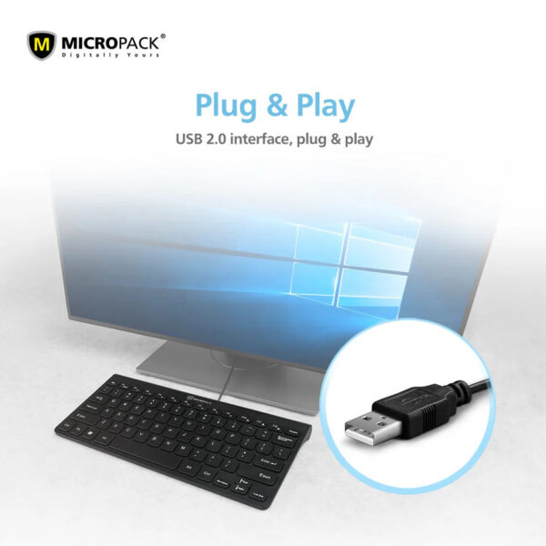 Micropack K2208STL Chocolate Compact Wired Keyboard - Black