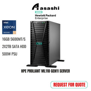 bb3c3bcfa0a38f3e64d32e882ee9e21b.jpeg HPE Proliant ML110 Gen11 Server - P81566-375 - (Xeon – 3508U/16GB 5600MT/s / 2x2TB Sata HDD/4LFF SATA / Broadcom BCM5720 1GB 2-port /500W PSU/3Yrs Tech Care)