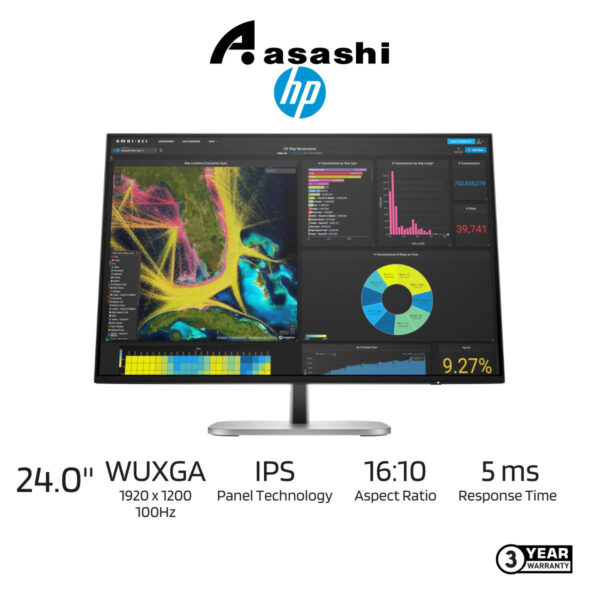 HP Series 5 Pro 524pn 24 inch WUXGA Monitor (DP, HDMI, USB, Height Adjustment, Pivot, Swivel)