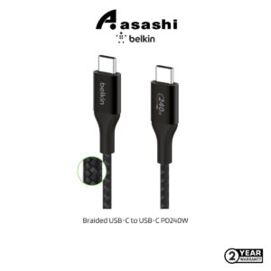 Belkin CAB015bt1MBK BOOST CHARGE Braided USB-C to USB-C PD240W Cable (1M,Black) CAB015bt