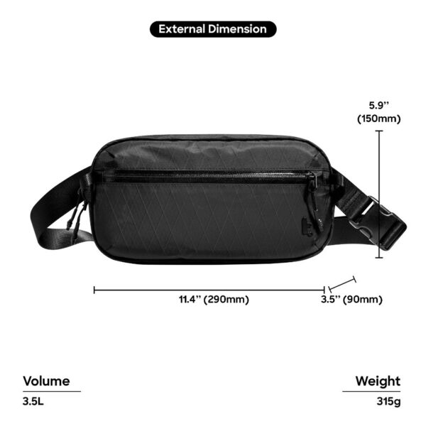 Tomtoc Aviator T35 X-PAC Chest Bag Large 3.5L Sling Bag Men Crossbody Bag with RFID Protection Chest Bag - Beg Silang