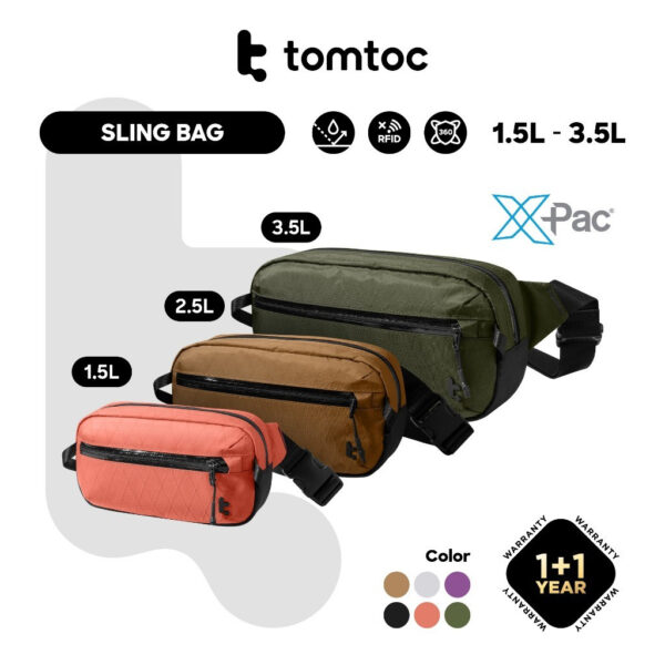 Tomtoc Aviator T35 X-PAC Chest Bag Large 3.5L Sling Bag Men Crossbody Bag with RFID Protection Chest Bag - Beg Silang