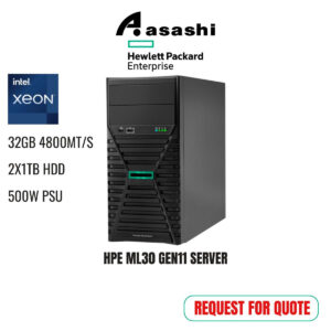 e46dfff73de829c7b6e8b19eee5b7415.jpeg HPE Proliant ML30 Gen11 Server - P82662-375- (Xeon E-2434/32GB 4800MT/s /2x1TB HDD /Keyboard & Mouse/500W PSU/3Yrs Tech Care)