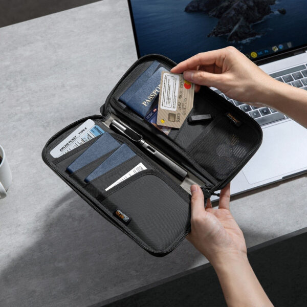 tomtoc T03 Navigator Passport Holder with RFID Blocking Travel Wallet Portable Bag Passport Beg