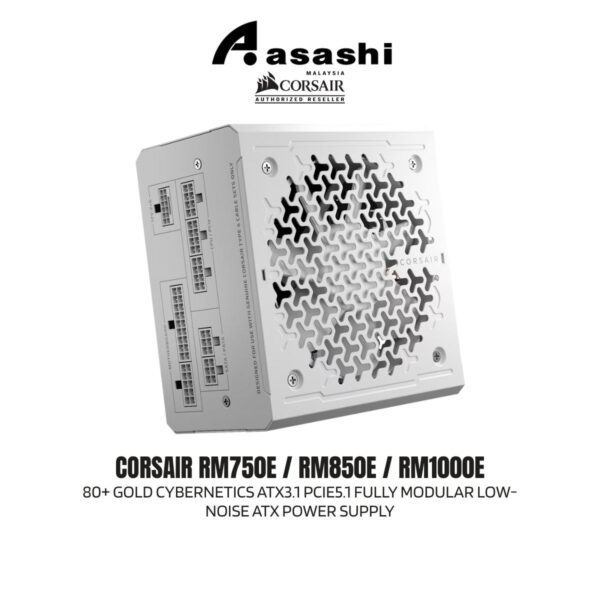 Corsair RMe SERIES RM750e (750w) / RM850e (850w) / RM1000e (1000w) (White) 80+ Gold Cybernetics ATX3.1 PCIE5.1 Fully Modular Low-Noise ATX Power Supply