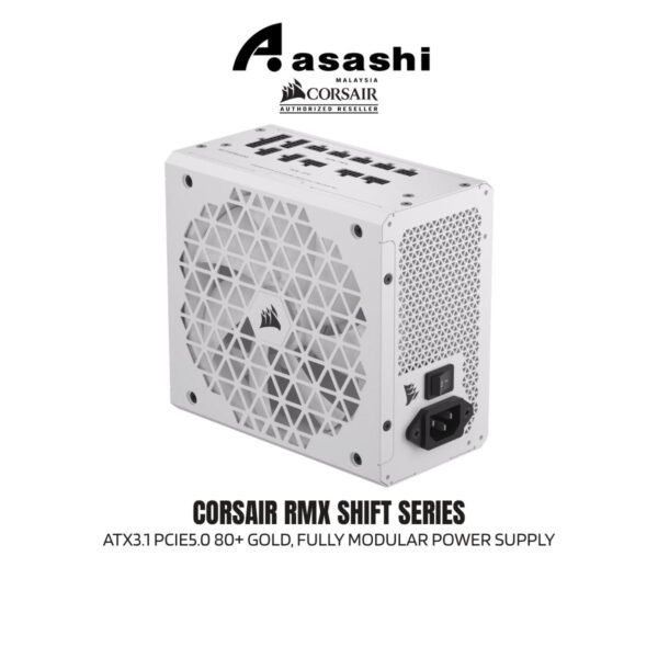 Corsair RMx SHIFT Series RM850x (850W) / RM1000x (1000W) / RM1200x (1200W) ATX3.1 PCIE5.0 80+ Gold, Fully Modular Power Supply (White) - 10-Year Warranty