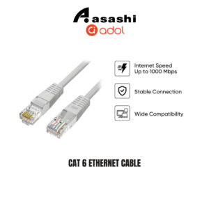 0d7028c25006591a91aa5ea6739d78c0.jpeg ADOL CAT 6 Ethernet Cable Black - 1000Mbps, UTP, PVC, Gold-Plated, OD5.5mm, 8P8C