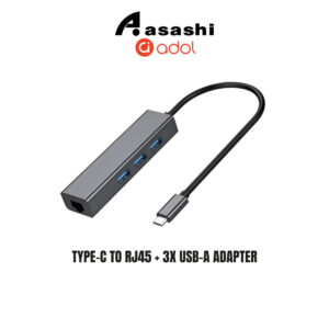 14c8f4831b8e3140718c0d88b8794761.jpeg ADOL Type-C to RJ45 + 3x USB-A Adapter - USB-C to LAN + USB3.0 x3, Aluminum Alloy