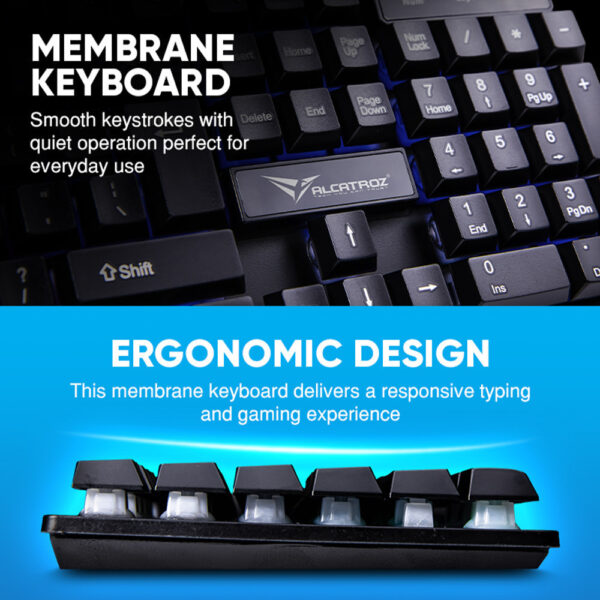 Alcatroz X-Craft Basecamp Wired 4-in-1 Combo 104 Keyboard/Gaming Mouse/Headset/Mousepad