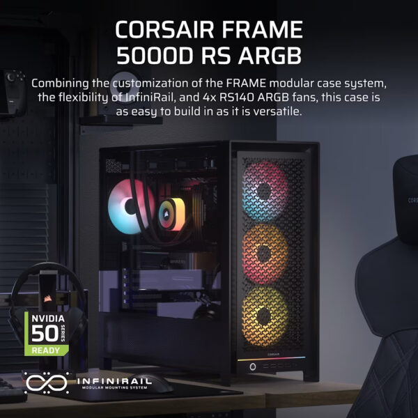 CORSAIR FRAME 5000D RS RGB Modular EATX Mid-Tower PC Case (RS140 x4)