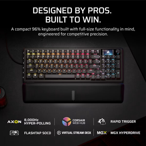 CORSAIR VANGUARD PRO 96 Magnetic Switch Gaming Keyboard, MGX Hyperdrive, Black
