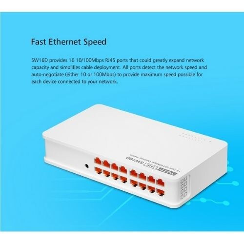 TOTOLINK SW16D 16-Ports 10/100Mbps Desktop Switch (Plastic Cover )