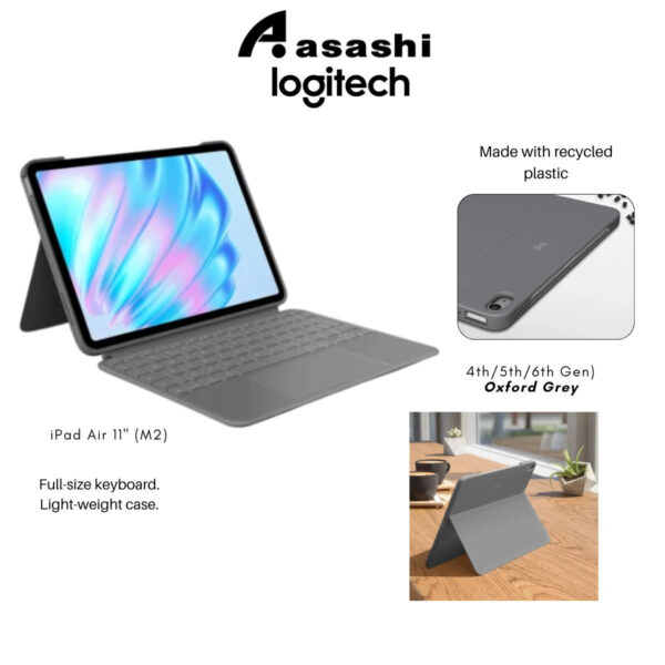 Logitech Combo Touch for iPad Air 11" (M2) (4th/5th/6th Gen) - Oxford Grey (920-012627)