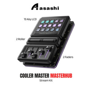 6dcce172cbcd8575ef665ed3b73179cc.jpeg Cooler Master MasterHUB Stream Kit - 15 Key LCD | Faders | 2 Roller