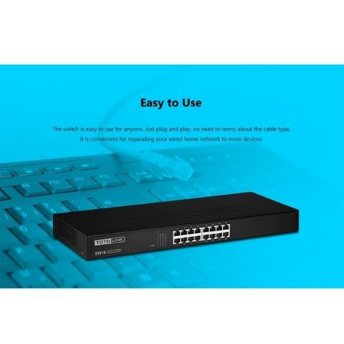 718105729934933fb5c22a7884d781df.jpeg TOTOLINK SW16 16-Ports 10/100Mbps Desktop Switch ( Rack Mount )