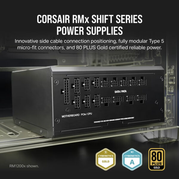 77dbbf3ded60bd4f8387e156656e98ad.jpeg Corsair RMx SHIFT Series RM850x (850W) / RM1000x (1000W) / RM1200x (1200W) ATX 3.1 PCIe 5.0/5.1 80+ Gold Fully Modular Power Supply - 10-Year Warranty