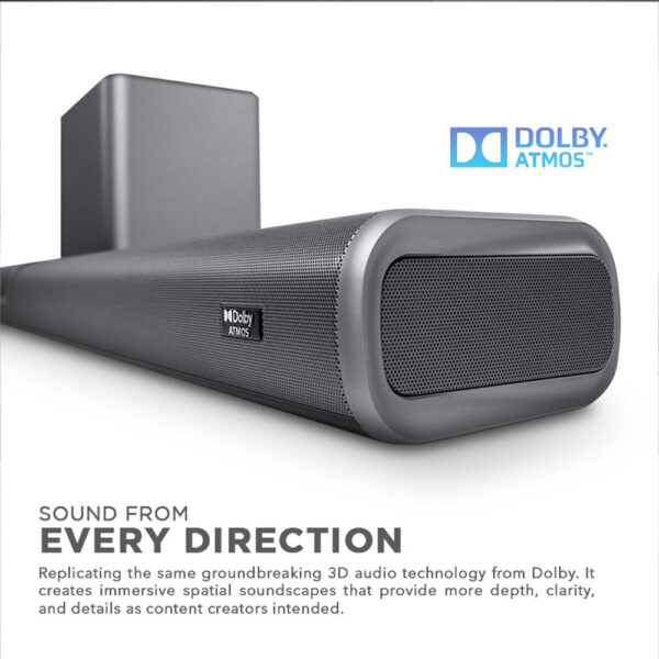 SonicGear StudioBar 3000 Dolby Atmos 5.1.2 Channel Soundbar with Wireless Subwoofer 2 UHF Microphone