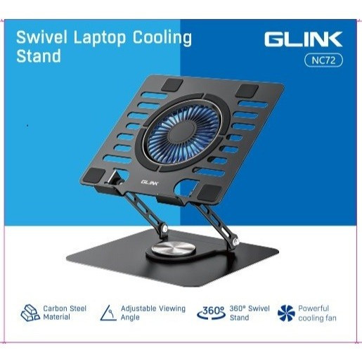 Glink ( NC72-BLACK ) Angle Adjustable 15.9-inch Aluminum Laptop Stand With Cooling Fan