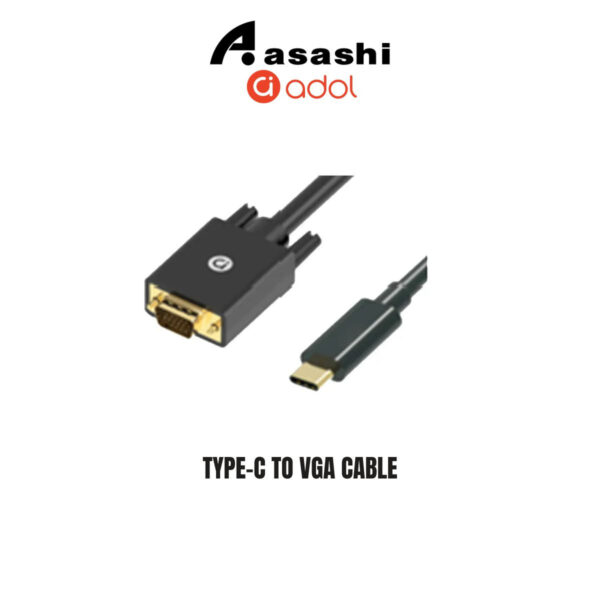 ADOL Type-C to VGA Cable (1.8M) - 1080P@60Hz, PVC, Type-C Input to VGA Output