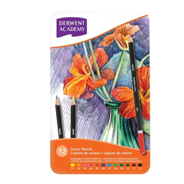 Derwent Academy Color Pencils 12 Tin - 2301937A
