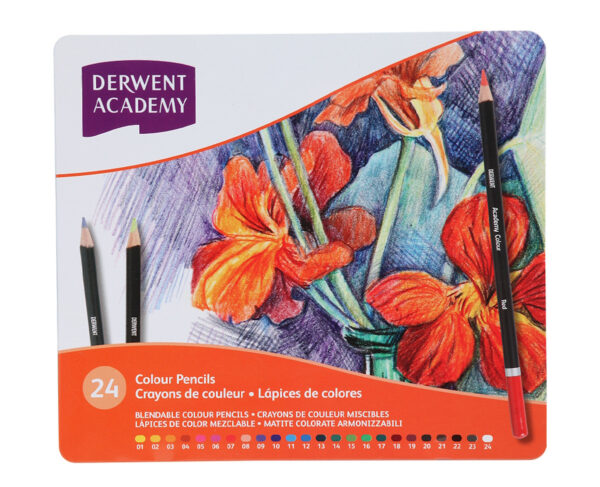 Derwent Academy Color Pencils 24 Tin - 2301938A