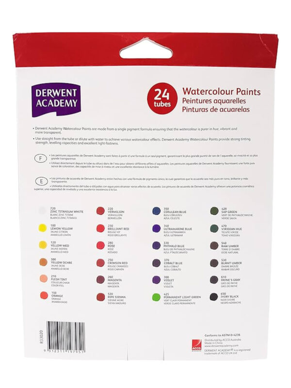 Derwent Academy Watercolor Paints 24 pack - R33020