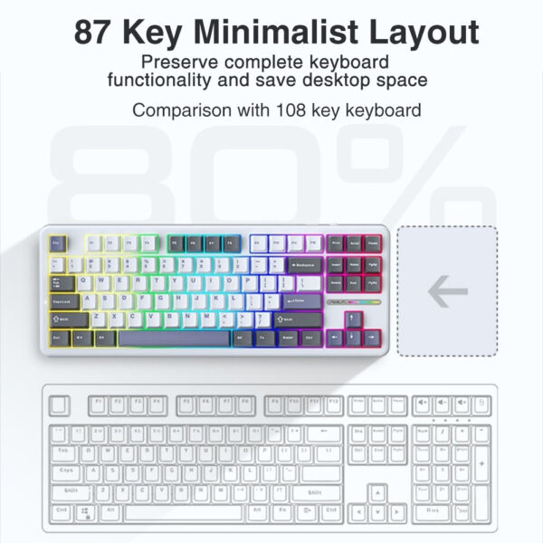 AULA F87 Gasket Mechanical Keyboard 87 Key RGB Tri-Mode Wired Bluetooth 2.4G Gasket Structure Hot-swap Gaming Keyboard