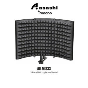 040bc0e9e4426578692005ddf95f603f.jpeg Maono AU-MIS33 3 Panel Microphone Shield for Panel Sound Absorbing Vocal Recording Dimension: 33*21*4.5CMFoam Thickness: 4CM