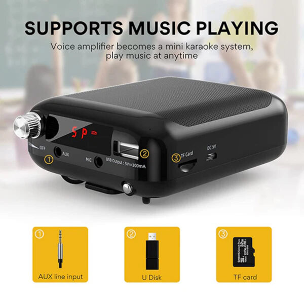 06cadfcc8ea9eba7dfa77b764effcc65.jpeg MAONO AU-C01 Portable Voice Amplifier with Waistband and LED Display (1 yrs Limited Hardware Warranty)