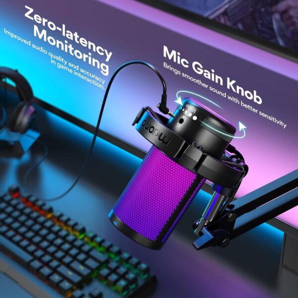 Maono DGM20S Gamerwave Condenser USB Gaming RGB Microphone with BA20 Arm - Black (1Year)