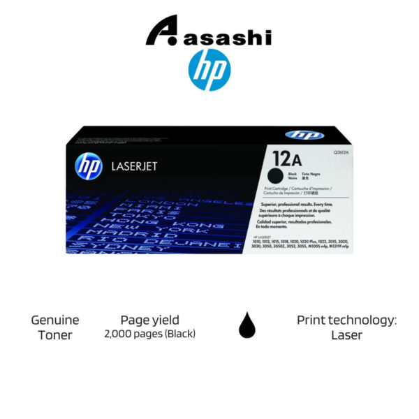 HP 12A Black Original LaserJet Toner Cartridge Q2612A