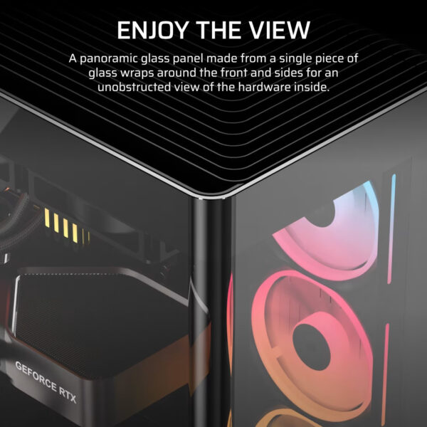 2f5071b3e899ba74ef8dcae3252b7e34.jpeg CORSAIR FRAME 4500X LX-R RGB LINK (Black/White) Panoramic Glass Mid-Tower PC Case (LX120R x3)