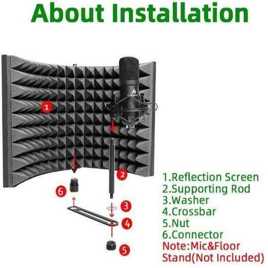 Maono AU-MIS50 2 Panel Microphone Shield for Panel Sound Absorbing Vocal Recording Dimention: 50*30*4.5CM Foam Thickness: 4CM