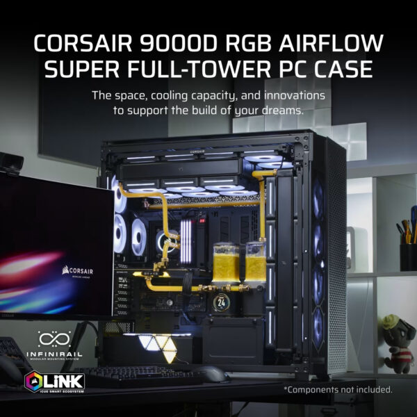 CORSAIR iCUE LINK 9000D AIRFLOW (Black/White) Super-Tower Case