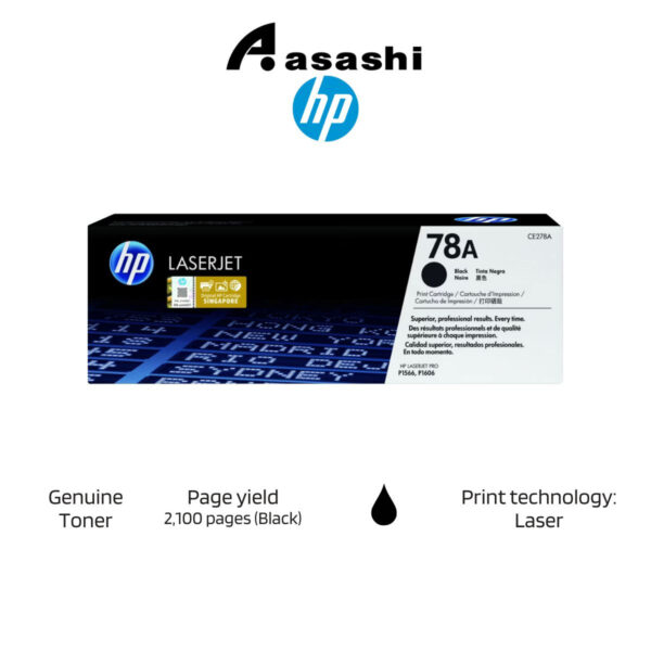 HP 78A Black Original LaserJet Toner Cartridge CE278A