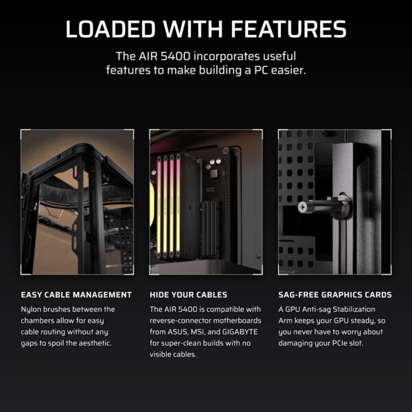 34c5503a3e3b680ce0c73d4a4b31bece.jpeg CORSAIR AIR 5400 LX-R ARGB (Black/White) Triple Chamber Mid-Tower PC Case (LX120R x3)