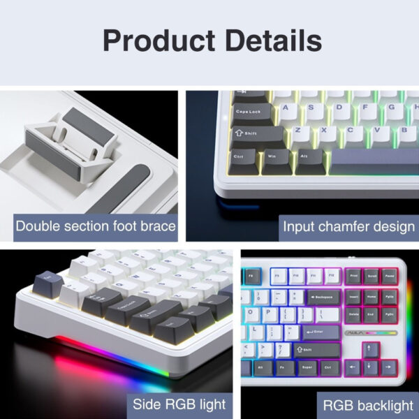 AULA F87 Gasket Mechanical Keyboard 87 Key RGB Tri-Mode Wired Bluetooth 2.4G Gasket Structure Hot-swap Gaming Keyboard