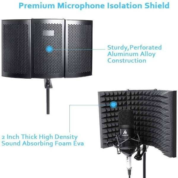 Maono AU-MIS33 3 Panel Microphone Shield for Panel Sound Absorbing Vocal Recording Dimension: 33*21*4.5CMFoam Thickness: 4CM