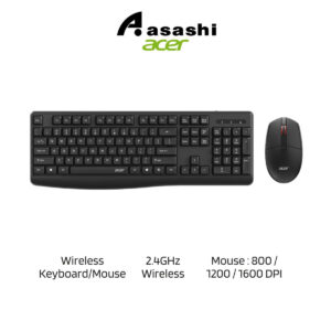 Acer OCC309 Wireless Keyboard & Mouse Kit – English Version, 2.4G Wireless, 3M Keypress, 1600 DPI, Office Combo
