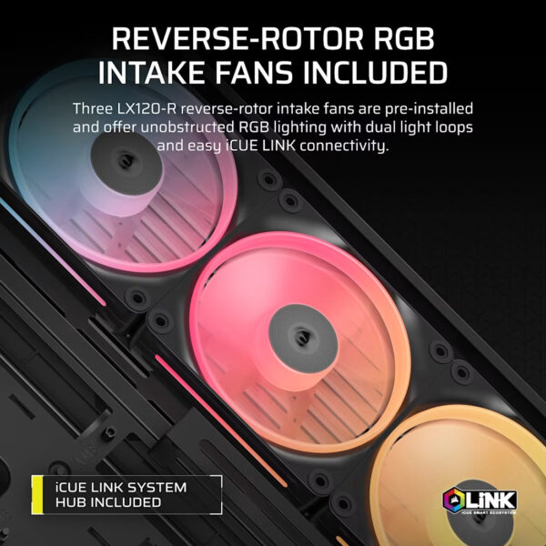 608d6d73222584b3311bb3203888fe41.jpeg CORSAIR FRAME 4500X LX-R RGB LINK (Black/White) Panoramic Glass Mid-Tower PC Case (LX120R x3)