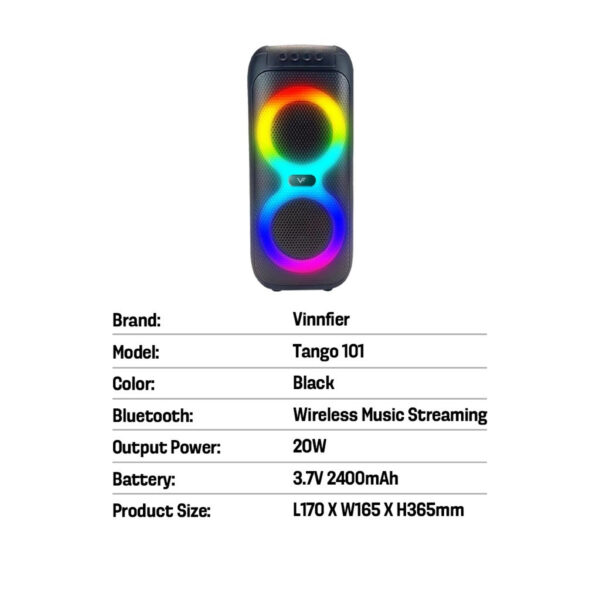 Vinnfier VF Tango 101 TWS Wireless Portable Bluetooth Speaker Wireless Mic Stereo Bass Super FM Radio