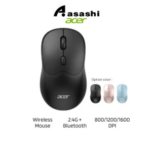 834f9483b9d674ab0f102b4bc645d7f7.jpeg Acer OMR268 Dual-Mode Wireless Mouse – 2.4G + Bluetooth, 800–1600 DPI, Rechargeable Black / Pink / Blue