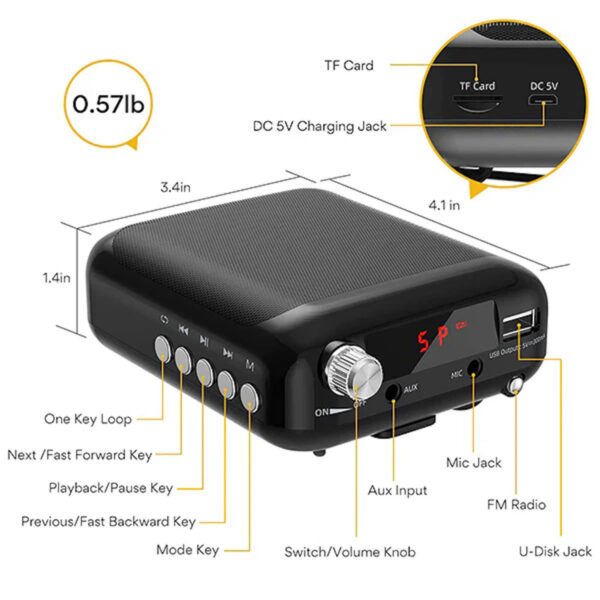 86c281ef6c8d0f8300227b3424b7810d.jpeg MAONO AU-C01 Portable Voice Amplifier with Waistband and LED Display (1 yrs Limited Hardware Warranty)